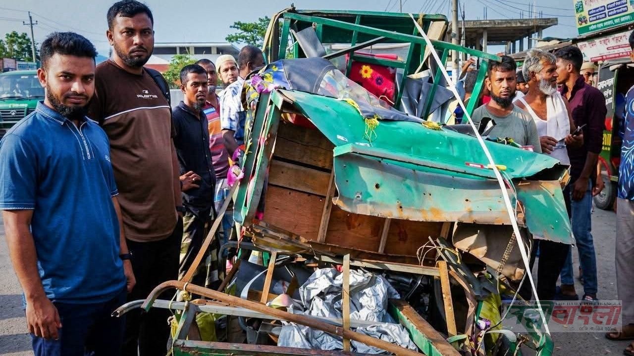 গাজীপুরের ৩১ নং ওয়ার্ড ধীরাশ্রমে ট্রাকের চাপায় অটোরিকশার ৩ যাত্রী নিহত, চালক আটক